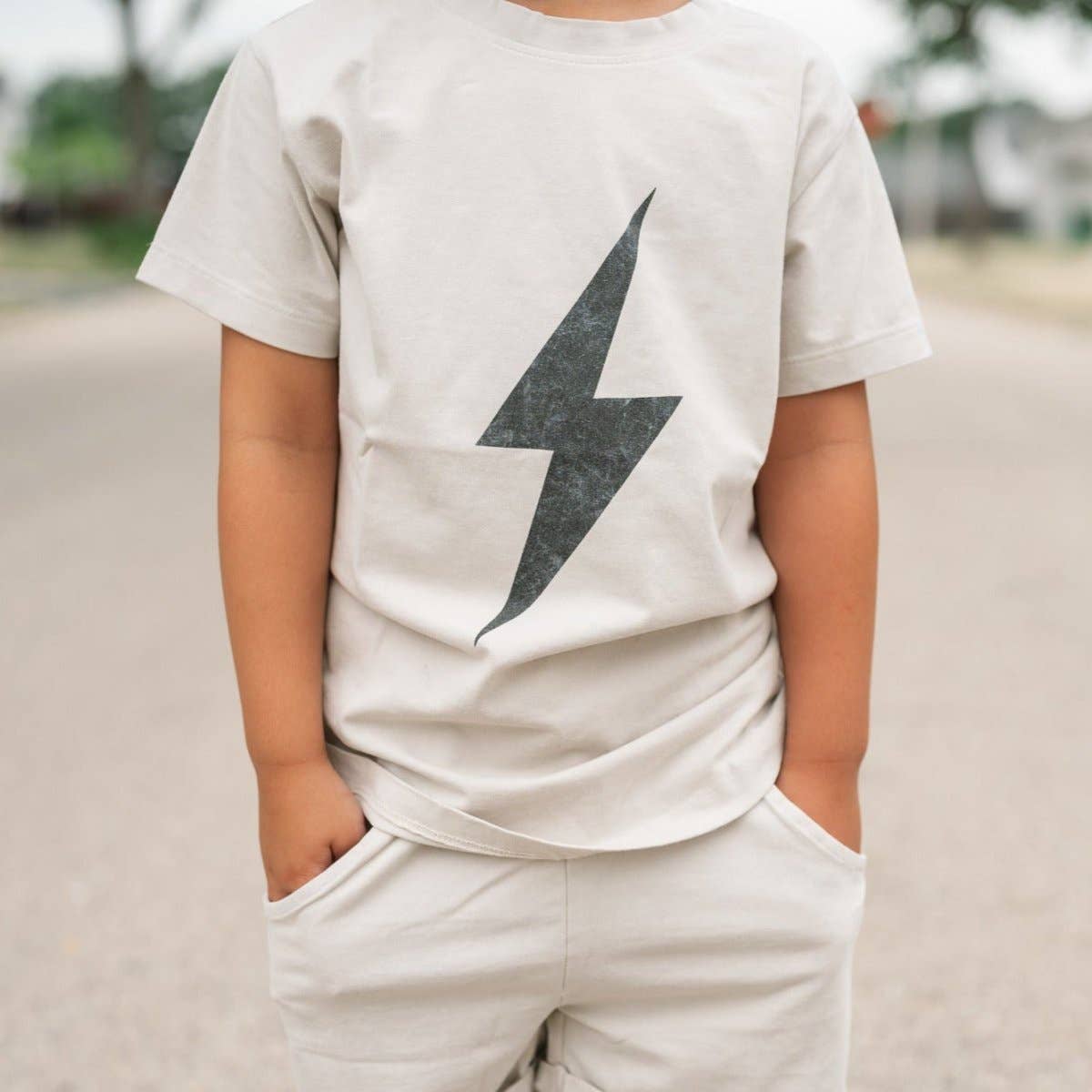Greige Acid Wash Spark Tee
