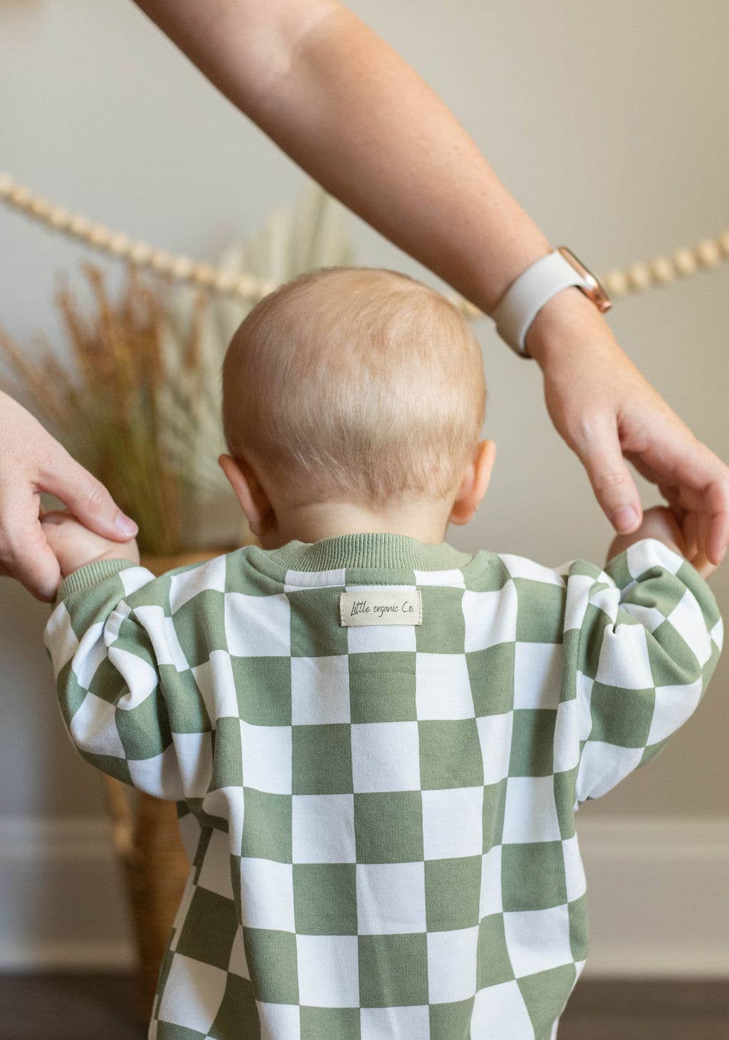 Bubble Romper checkered oversized: Olive green