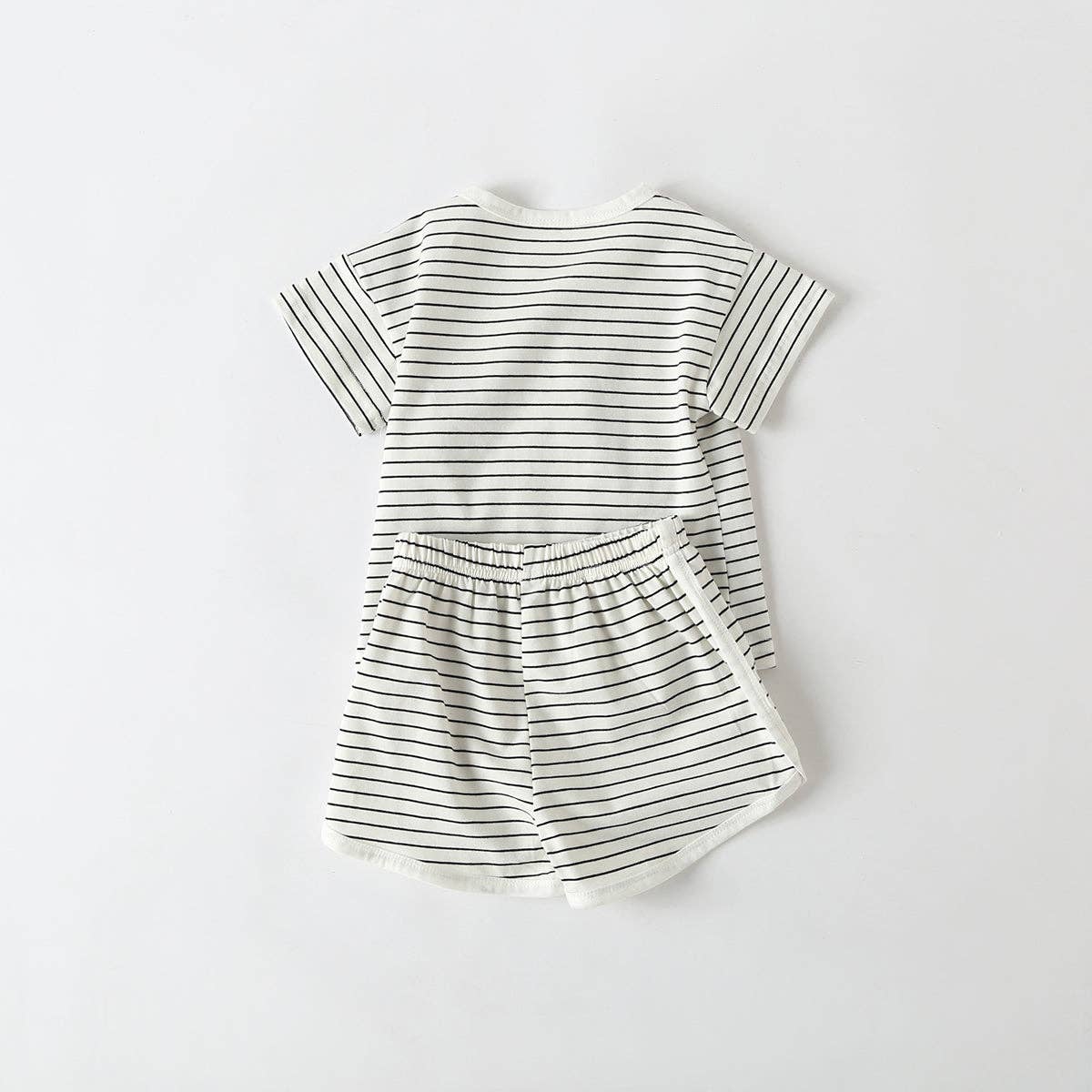 Baby Smiley Patched Pattern Striped Set: Red
