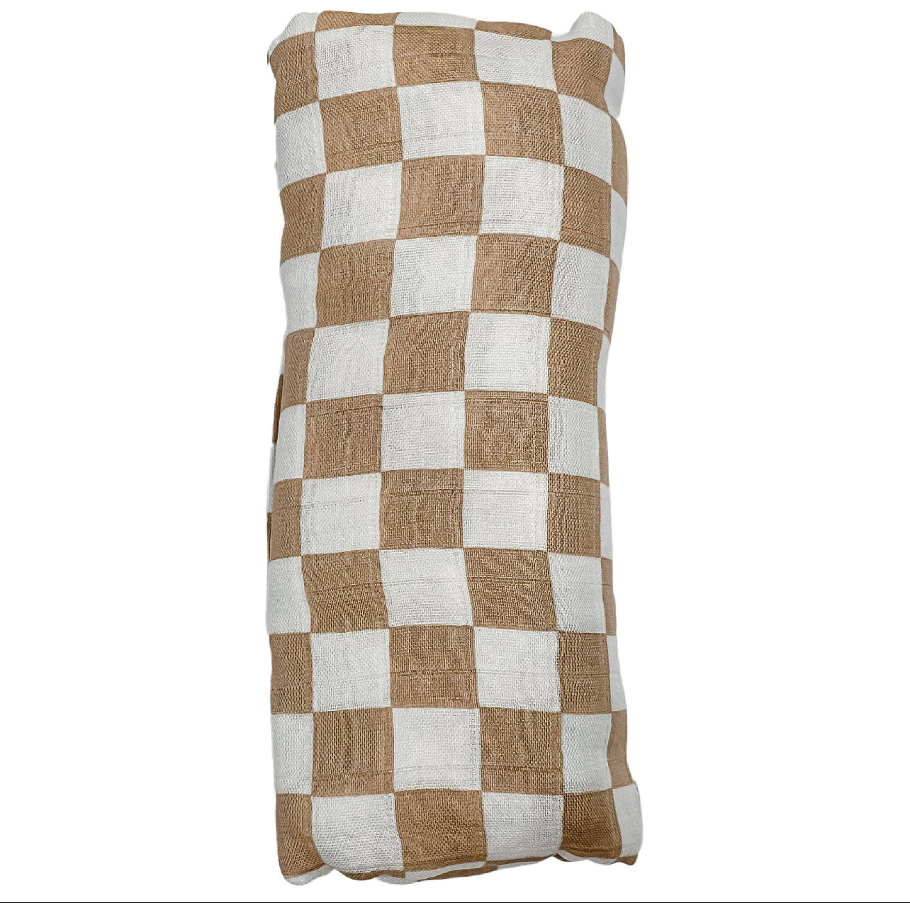 Tan Checkered Muslin Baby Swaddle