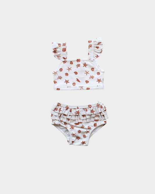 Baby/Girl's Two-Piece Swim Suit in Seashells