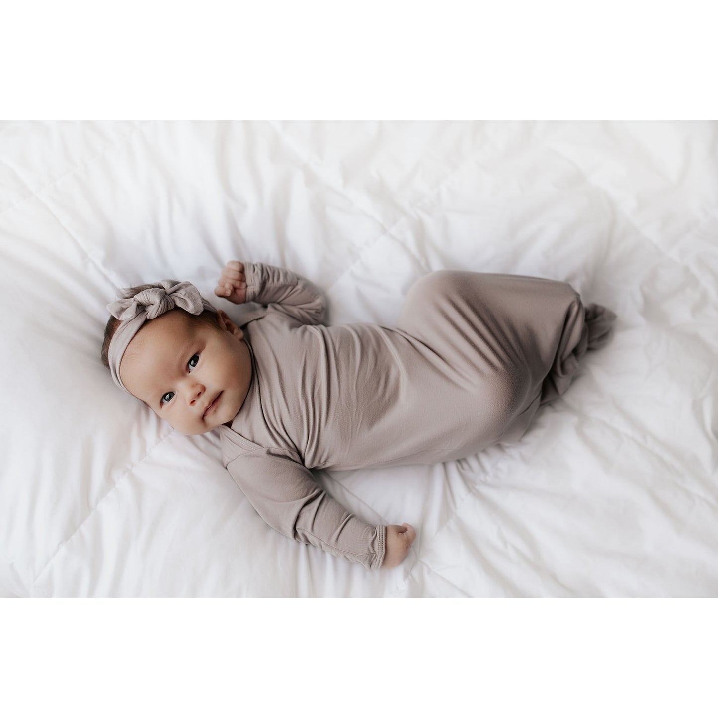 Harbor Mist Ribbed Knotted Gown + Bow