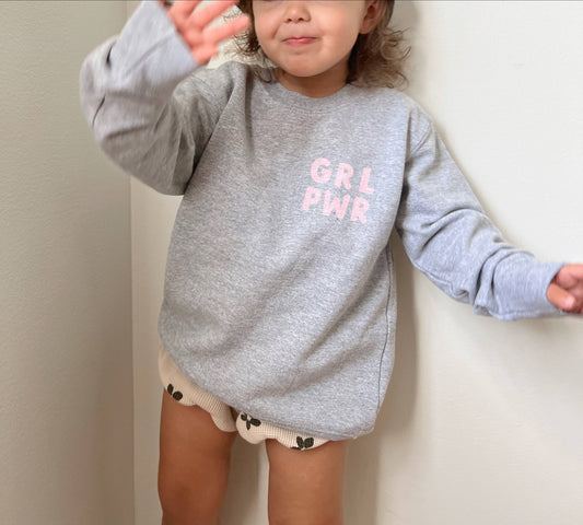 GRL PWR TODDLER CREWNECK: Grey