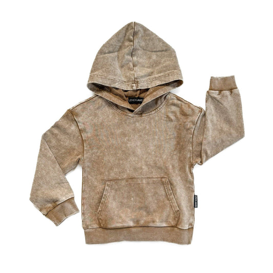 ACID WASH HOODIE - TAN