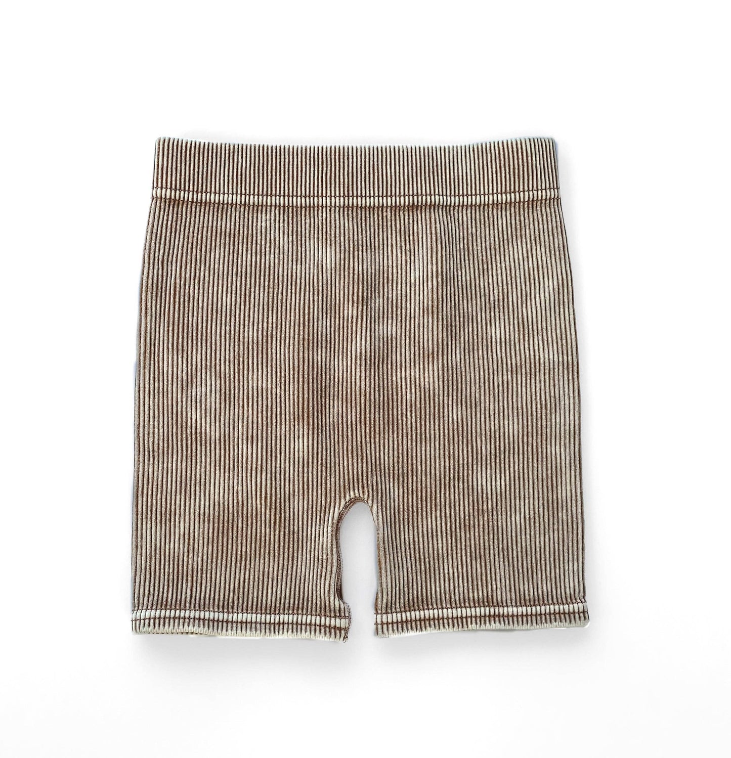 ACID WASH BIKER SHORTS-CAMEL