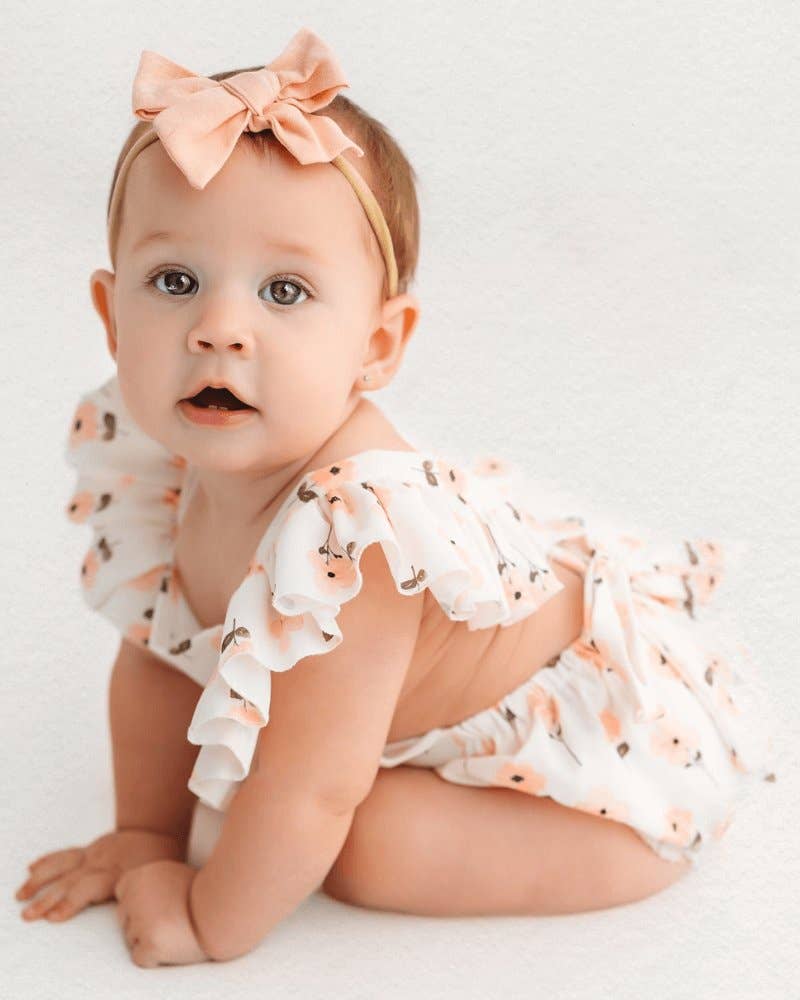 Shiloh Ruffle Back Romper - Pink Blossoms