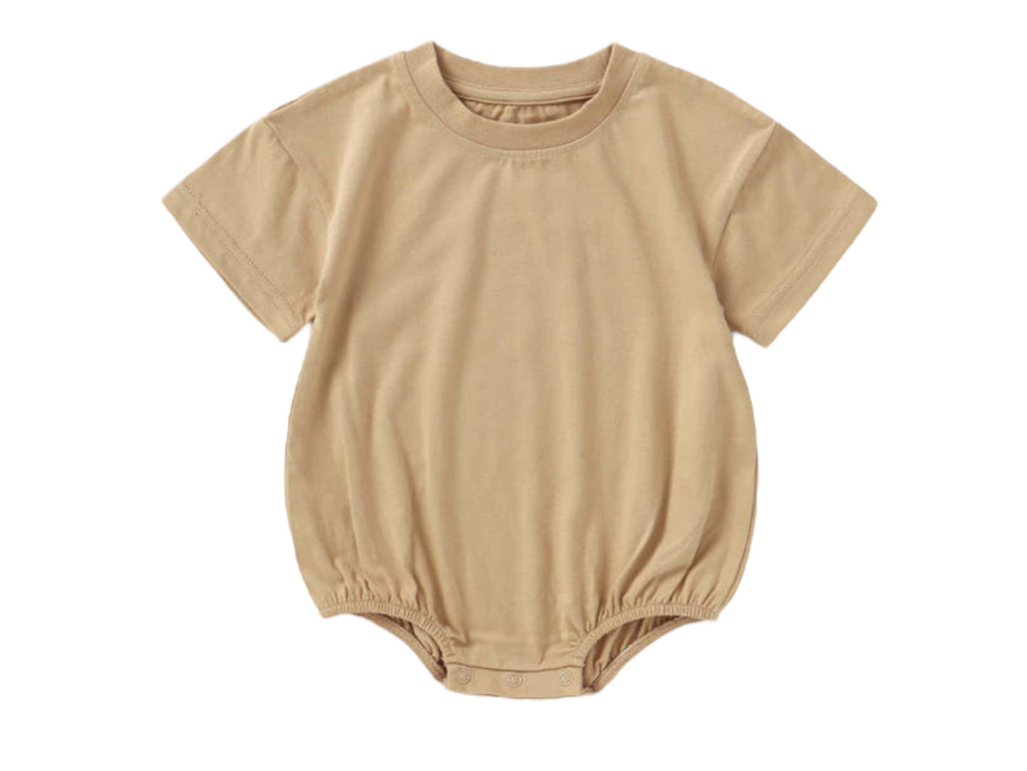 Organic Drop Shoulder T-shirt Bubble Romper baby: Caramel