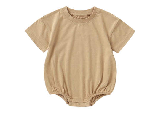 Organic Drop Shoulder T-shirt Bubble Romper baby: Caramel