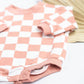 Bubble Romper organic checkered oversized: Pink