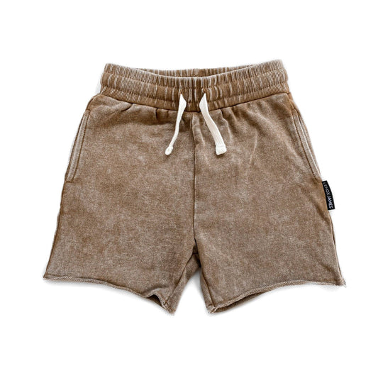 ACID WASH SHORTS - TAN