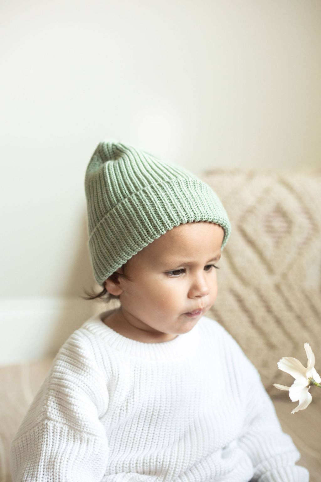 Organic Cotton Knit Beanie: Brown