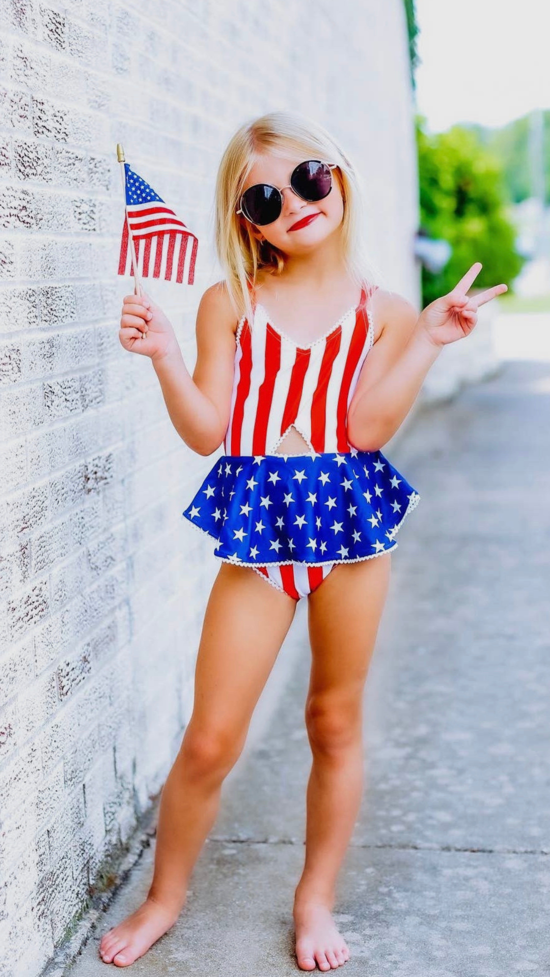 Girls American Flag One Piece Rae Friends