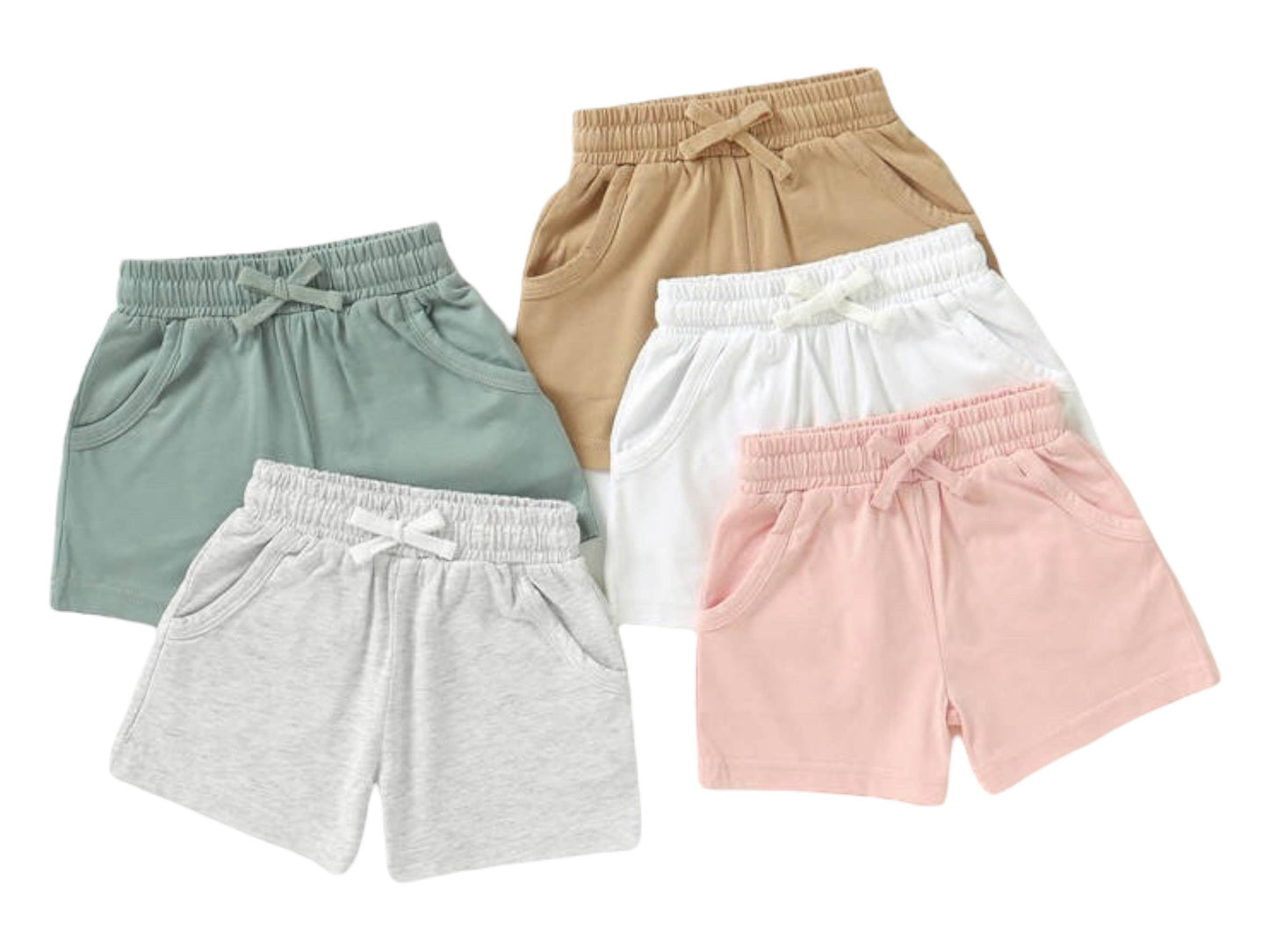 Kids summer organic shorts with pockets relaxed style: Green