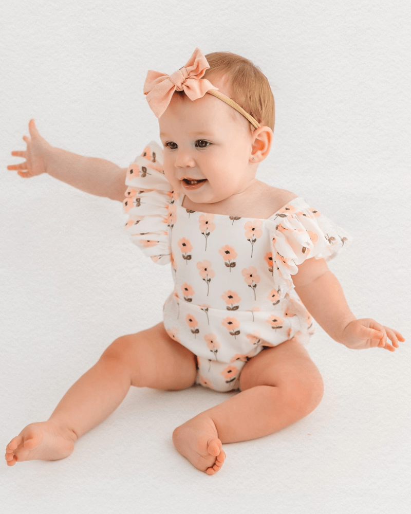 Shiloh Ruffle Back Romper - Pink Blossoms