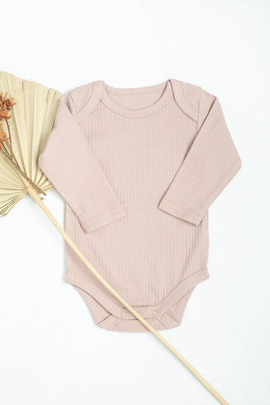 Baby organic cotton ribbed bodysuit: Dusty