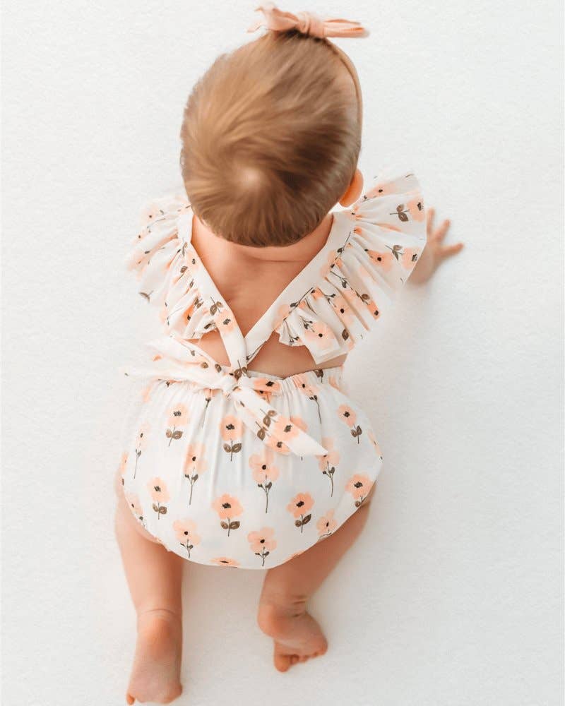 Shiloh Ruffle Back Romper - Pink Blossoms