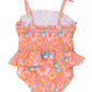 Girls Coral Floral Peplum Smocked One Piece Swimsuit