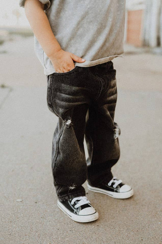 Toddler Relaxed Straight Washed Black Jeans