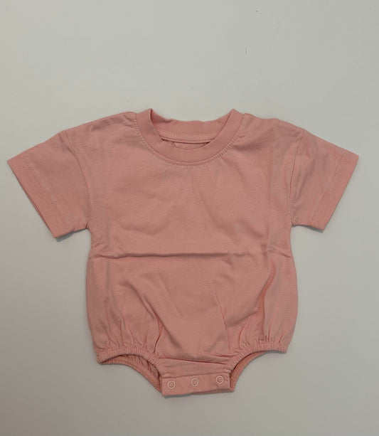 Organic Drop Shoulder T-shirt Bubble Romper baby: Pink