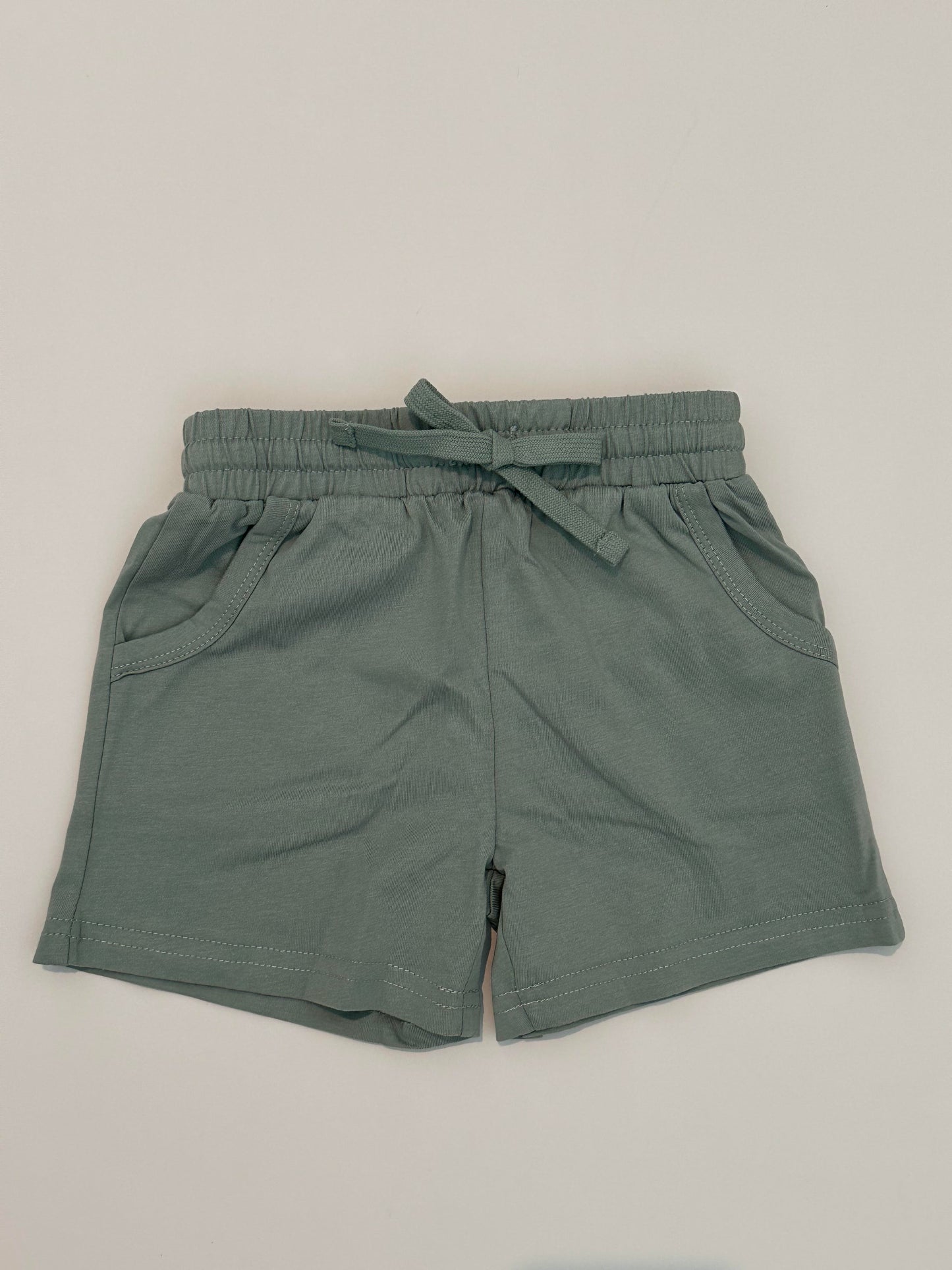 Kids summer organic shorts with pockets relaxed style: Green