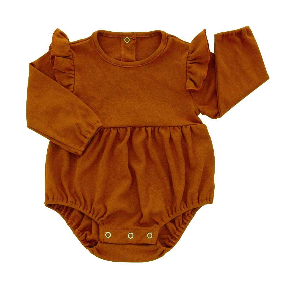 Pumpkin Ruffle Long Sleeve Romper