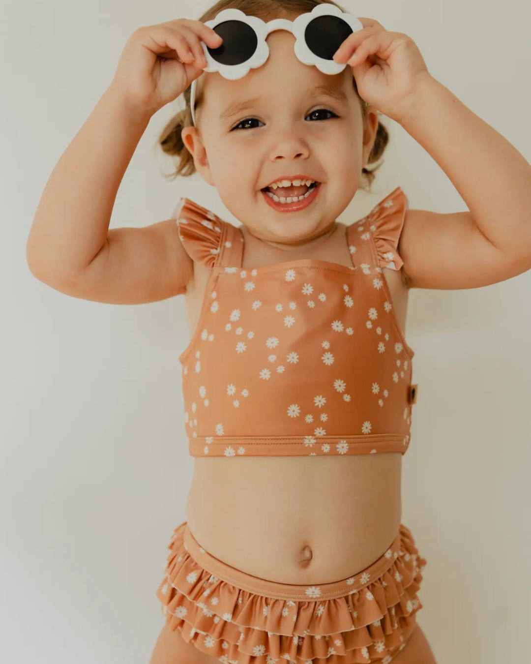 Baby/Girl's Two-Piece Swim Suit in Butterscotch Daisy