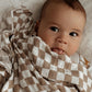 Tan Checkered Muslin Baby Swaddle